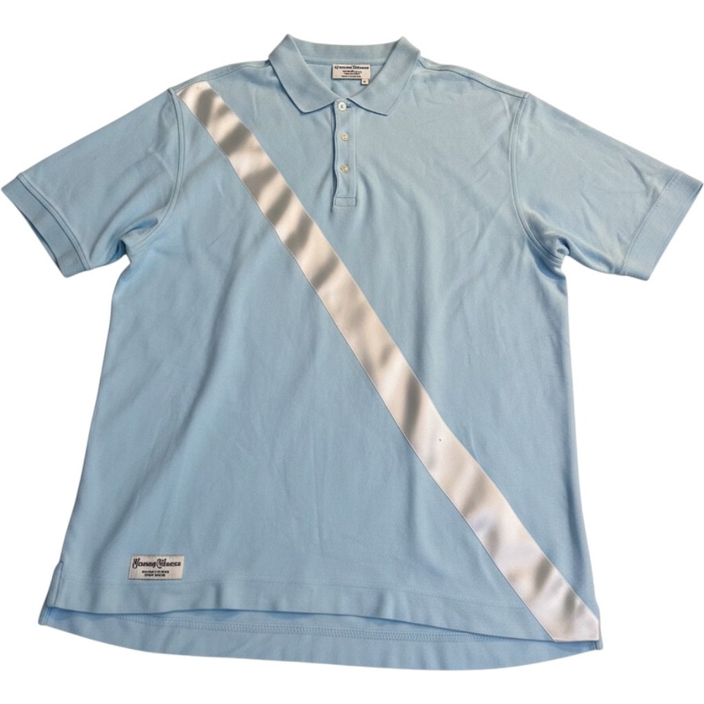 Rowing Blazers Mens XL Light Blue Pima Cotton Sash Polo Shirt Satin